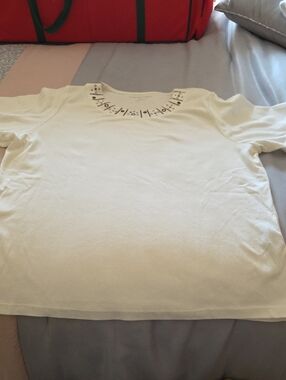 Allison Daley Ivory Embellished Scoop Neck Knit Top